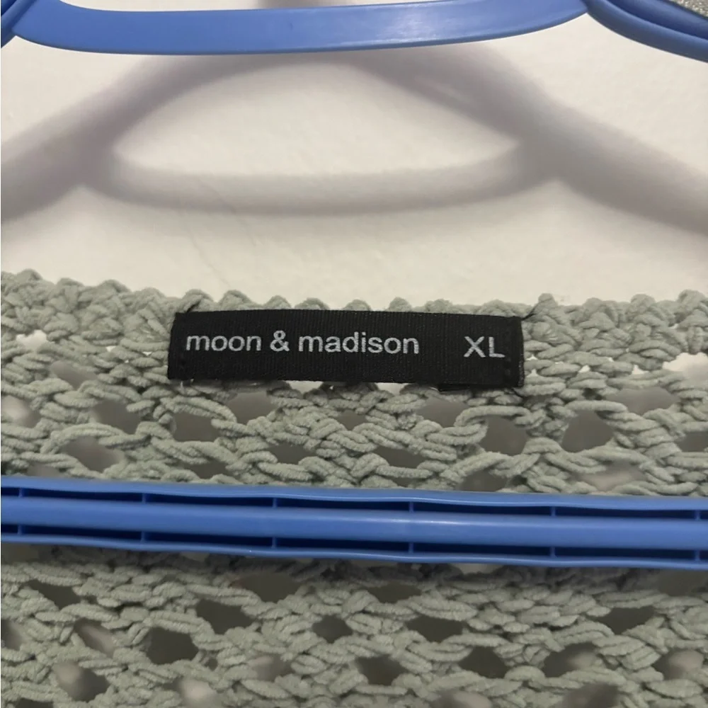 moon & madison Sage Green Open Knit Sweater - Picture 3 of 4